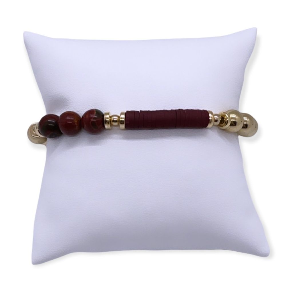 NWT Wool + Pepper Co. Garnet & Gold Beaded Bracelet